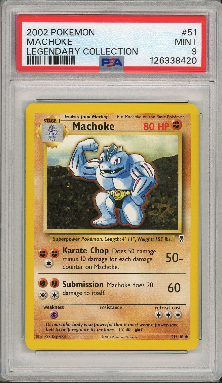 2002 Pokemon Legendary Collection Machoke #51 PSA 9