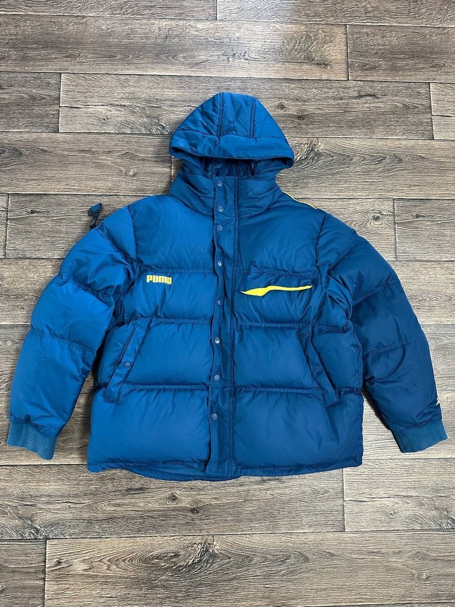 puma ader error down jacket puffer hooded men blue medium Y2K | eBay