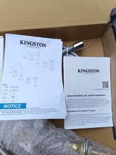 Kingston 8in Widespread High-Arc Kitchen Faucet, 2 Cross Handles, Brass Gold