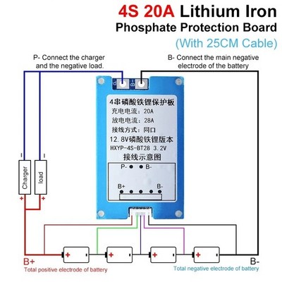 BMS 4S 28A 12.8V 14.4V Battery Charging Board Lifepo4 Protection With Balance SE