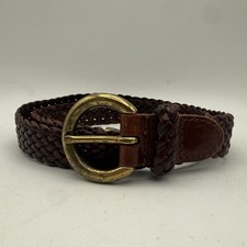 Talbots Vintage Brown Braided Genuine Leather Belt Solid Brass Buckle Size S