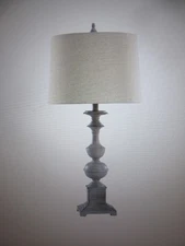 StyleCraft Cromwell 31 in. Beige, Blue-Beige Table Lamp with Heathered Shade