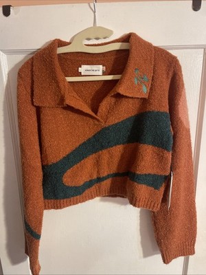 Honor The Gift Burnt Orange And Green Crop Top Pullover,L