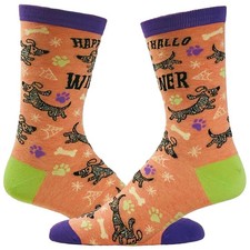 Women's Happy Hallowiener Socks Funny Halloween Pet Dog Puppy Dachshund Lover