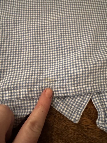 Vintage Maternity Blue Gingham Button Up Blouse W/Embroidered Jean Collar Sz S - Picture 10 of 13