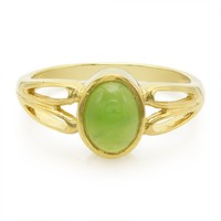 Cavill Ring Sterlingsilber Goldplattiert 0,7Ct Oval Chrysopras GrüN 17