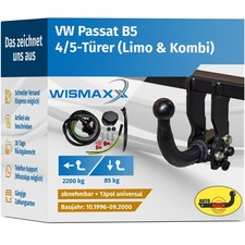 ANHÄNGERKUPPLUNG abnehmbar für VW Passat 3B B5 96-00 +13polig E-Satz ABE NEU