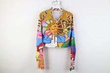 Y2K Elsie Fred Womens Large Babydoll Boho Cropped Dagger Collar Button Shirt