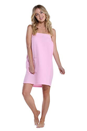 Lightweight Knee Length Waffle Robes For Women Spa Bath Waffle Large Pink - Picture 4 of 7