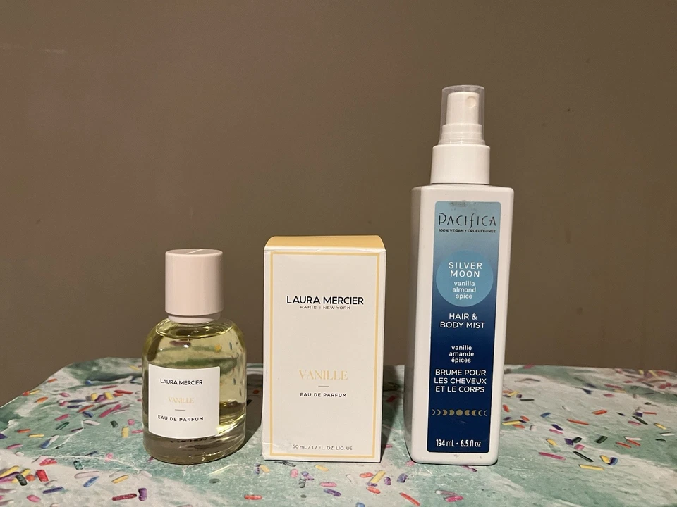 Nuevo y Parcial* Laura Mercier Vanille Edp & Pacifica Silver Moon/Raro/Almendra Foto 4 de 4