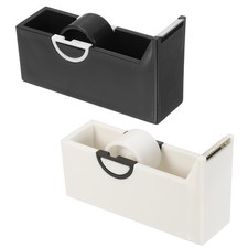 2 Pack Tape Dispenser Desk, Desktop Tape Dispenser Cutter Holder, Black  White