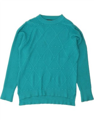 Paco Boutique Damen Pullover Pulli Rundhalsausschnitt US 12 Large blau Viskose CL11