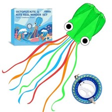 Octopus Kites for Kids  Adults Easy to Fly, 24  x58  1 Green Octopus with Reel