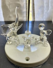 Swarovski Crysta/ Hand Blown Glass Elephants Clear Figurines, Decorative