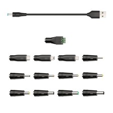 1.5M USB to DC 5V Power Cord, Universal DC 5.5x2.1mm Cable with 13 Connectors