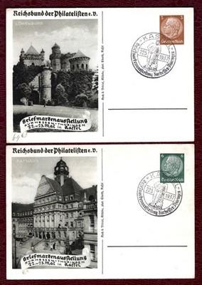 5 different postcards circa 1937/1949 blank, read