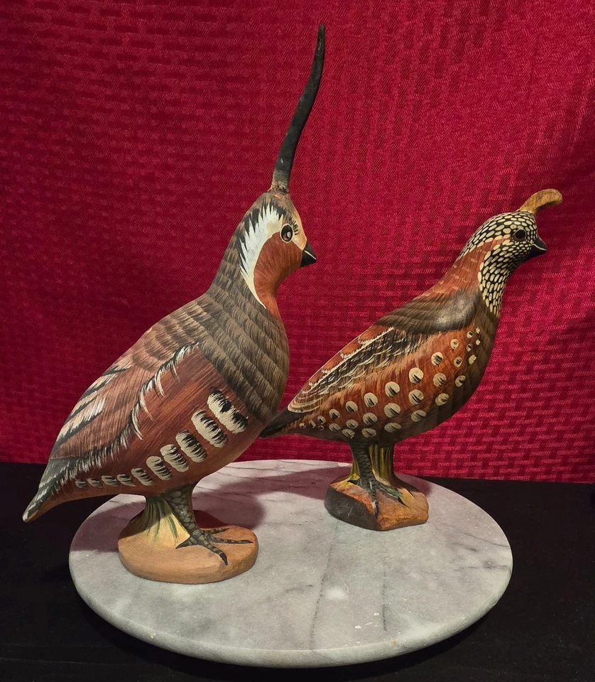 Par de estatuillas de codorniz Mottahedeh vintage Italia 56200 56202 pintadas a mano Foto 2 de 4