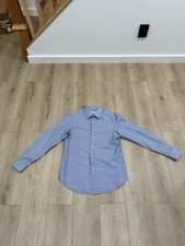 BRIONI Button Down Shirt Blue/White Grid 16.5/42