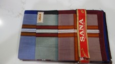 SANA Men's 100 Cotton Handkerchief 15" X 15" 4 Multi-Color Total 12 New in Bag
