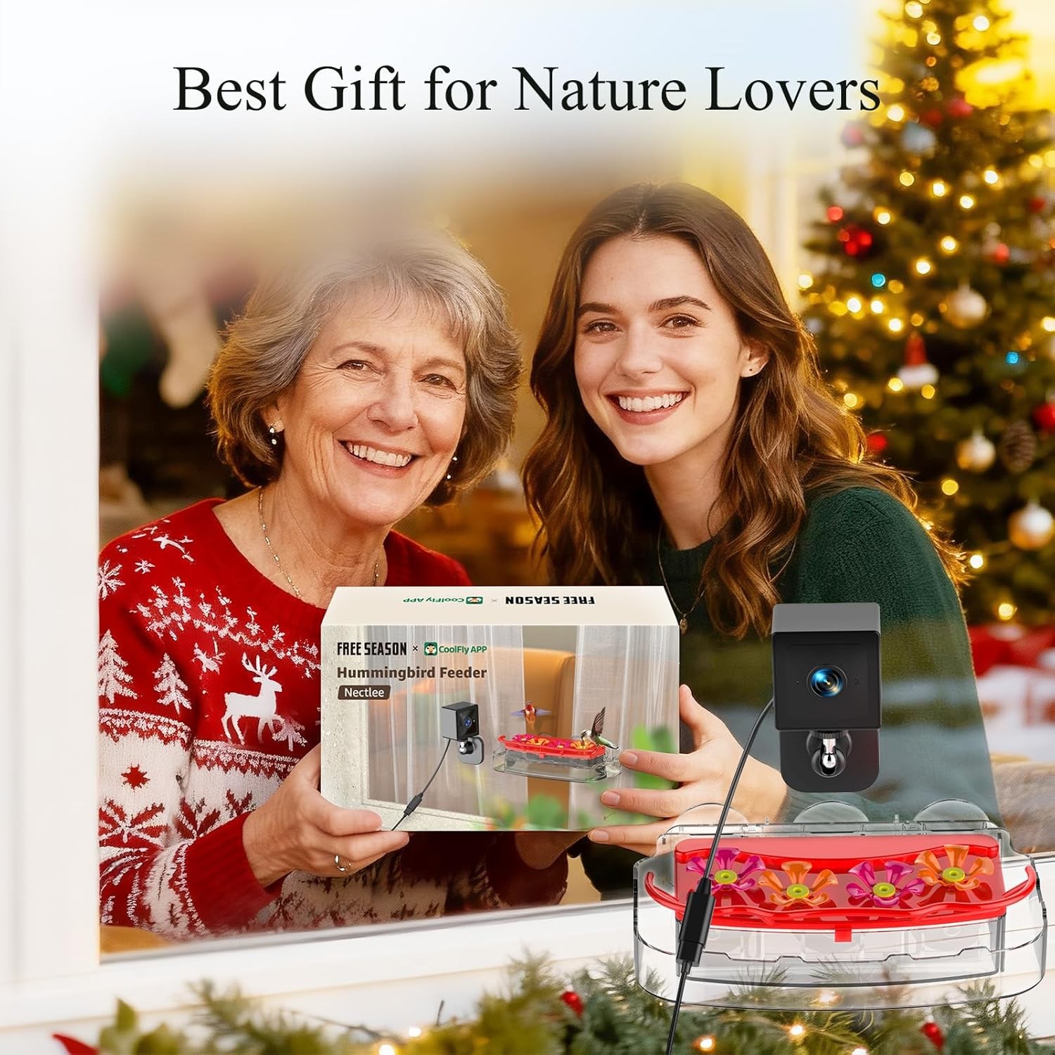 2K Smart Window Hummingbird Feeder Camera with AI Identify, Auto-Capture Fast Mo