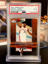 ⭐️ LEBRON JAMES 2003 UPPER DECK ROOKIE EXCLUSIVES  #1 PSA 9 MINT RC GRADED CARD. rookie card picture