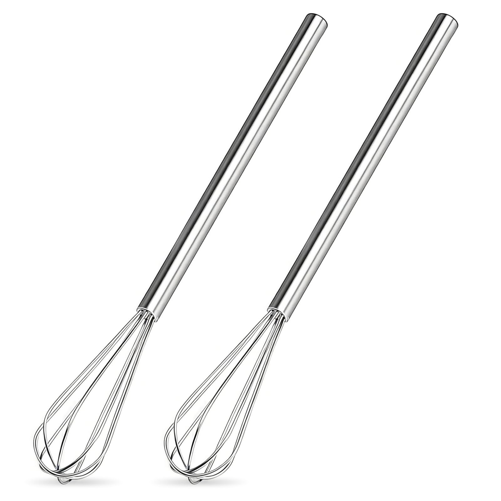 shuielai Stainless Steel Mini Whisk Set of 2 Long Handle Skinny Small, Silver