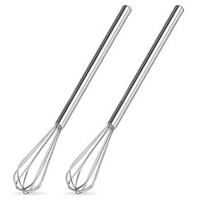 shuielai Stainless Steel Mini Whisk Set of 2 Long Handle Skinny Small, Silver
