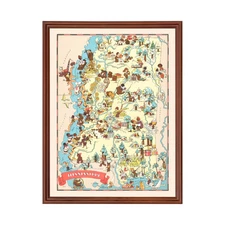 Old Map of Mississippi 1935 - Vintage Mississippi Art