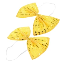  2pcs Sequin Bow Ties: Glitter Large Bow Shiny Neckwear Accessories - Oversized