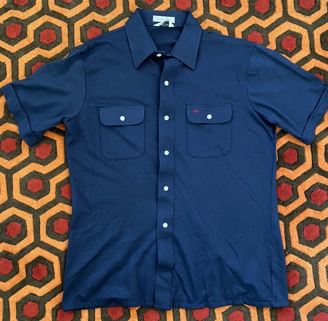 blue dior button up shirt