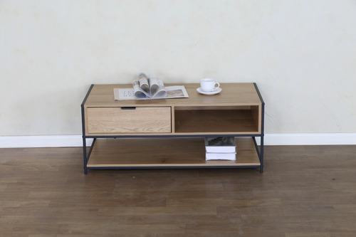 Coffee Table with Drawer Storage 2 Tier Industrial Style Living Room Furniture - Picture 4 of 11
