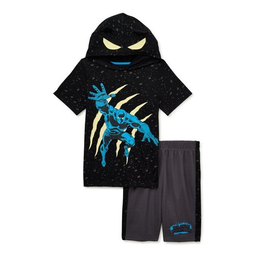 Marvel Black Panther Boys Hooded Top & Shorts 2-Piece Outfit Cosplay Set Size 7 - Picture 2 of 14