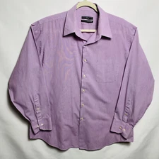 Geoffrey Beene Dress Shirt Men's Wrinkle Free fitted ajuste long Sleeve sz 17.5