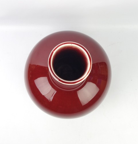 Vintage Chinese Jin De Zhen Sang De Boeuf Oxblood Red Porcelain Vase - Picture 2 of 10
