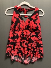 Women's Aqua Green Tankini Top, Size 2x plus size Red and Black