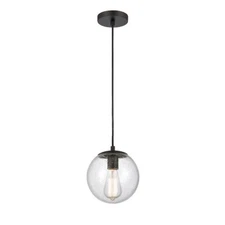 Innovations Toll/ 1 Light 8" Mini Pendant, LED, Black/Seeded - 608-BK-SDY-LED