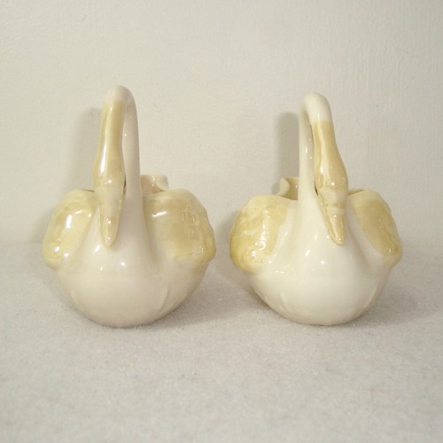 2 Vintage Belleek Ireland Porcelain Swans Creamers Gravy Boats - Picture 2 of 12