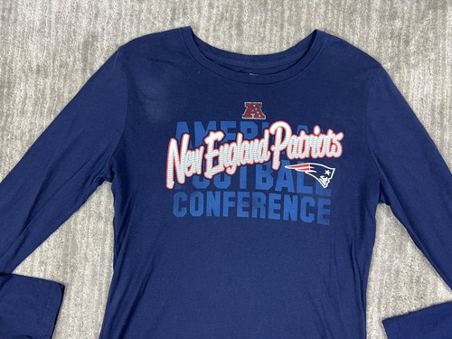 New England Patriots Shirt Womens Large Blue Long Sleeve NFL Football - Picture 2 of 10