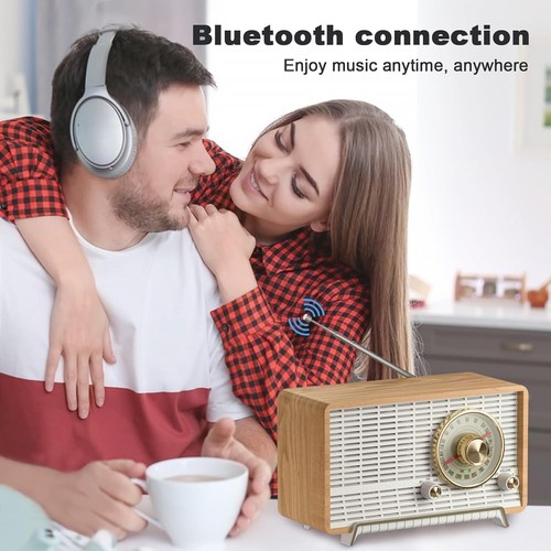 AM FM Radio Classic Retro Wood Table Radio Bluetooth Compatible BY YOWGUIF - Picture 7 of 7