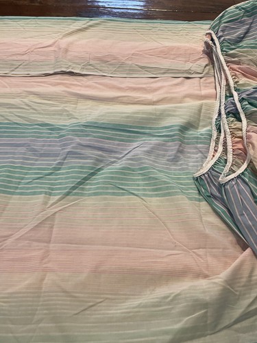 Wamsutta Supercale Plus King Sheet Set Rainbow Striped Vintage Flat Fitted Cases - Picture 6 of 11