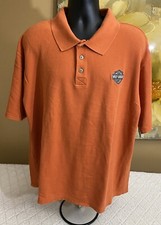 Vintage Harley Davidson Embroidered Logo Orange Polo Top Men  s Size XL