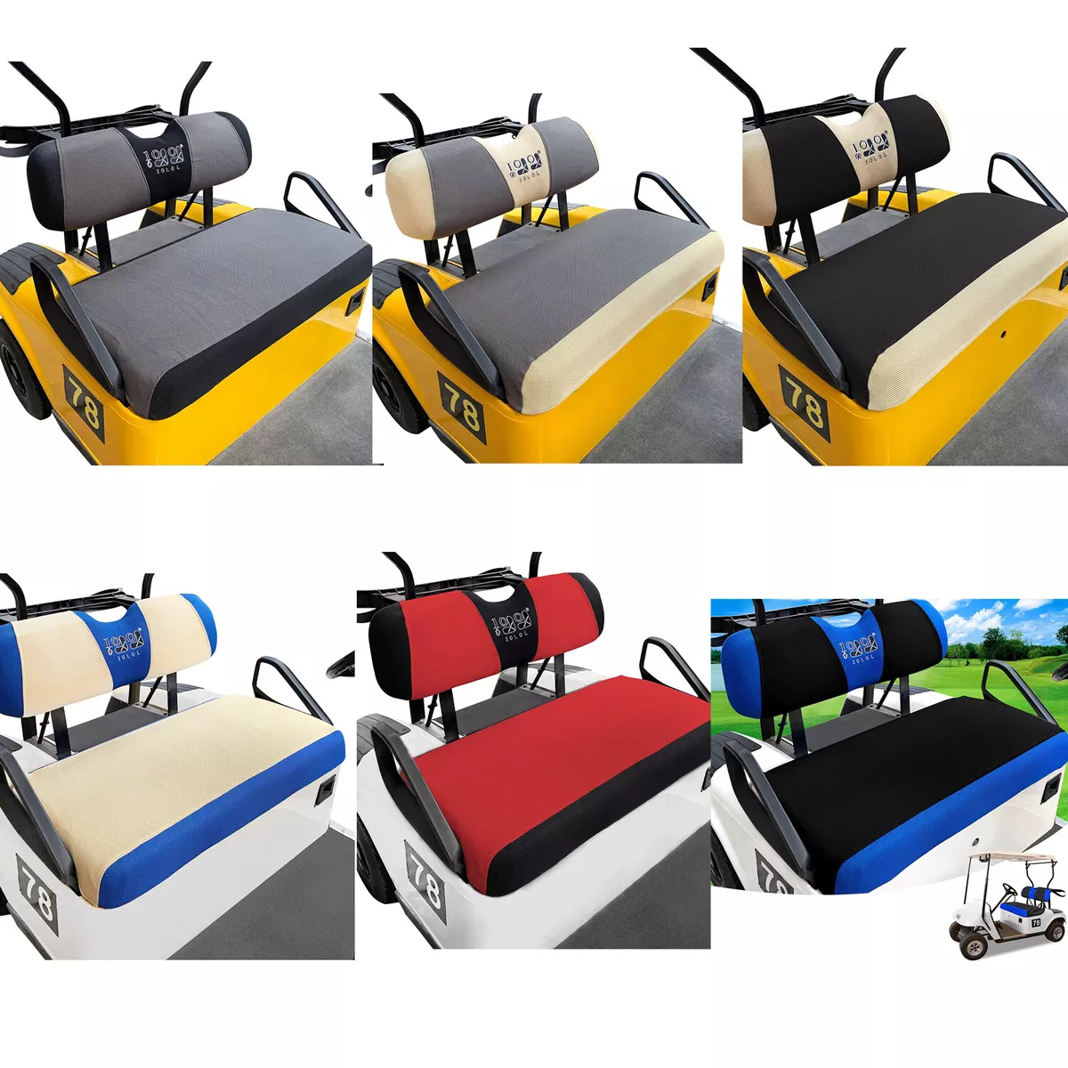 Golf Cart Seat Cushions Kit Front Cushion and Seat Back for Club Car DS -  10L0L