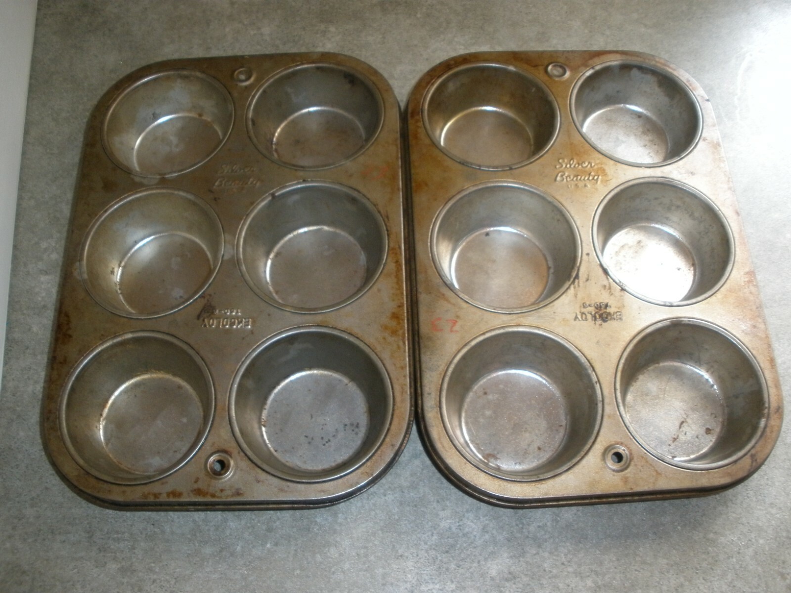 Lot of 2 Vintage Ekcoloy T606 Silver Beauty Kitchen Baking Muffin Steel Pan eBay