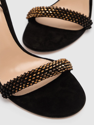 GIANVITO ROSSI 105 $1395 Black Suede Sandals New & Authentic - Picture 3 of 4