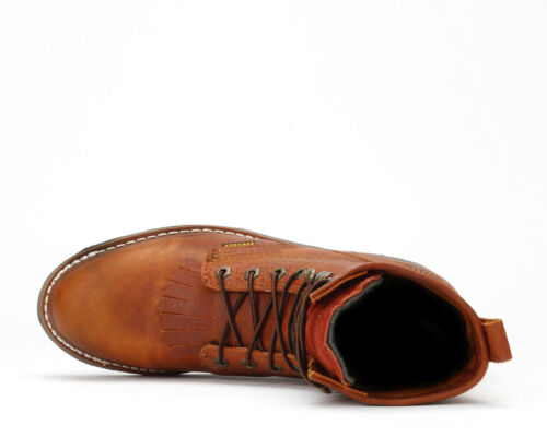 Mens Light Brown 8" Kiltie Lacer Oiled Leather Work Boots BA 817 Size 5-13 (D,M) - Picture 5 of 5