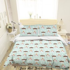 3D Deer Floral Pattern Green Quilt Cover Set Duvet Cover Bedding Pillowcases
