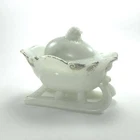 Chick On A Sleigh Westmoreland 1905 Slag Glass Covered Dish Paint