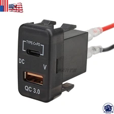 USB Port Charger Power Supply Adapter Type-C Voltmeter For Toyota Tacoma RAV4