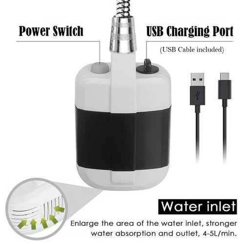 Portable Camping ShowerOutdoor Electric USB Shower Hot Pump forParkingš„DE - Picture 12 of 12