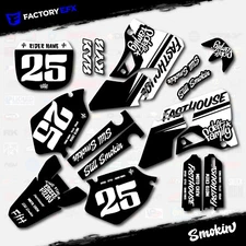 Black White Smokin Graphics Kit fits Yamaha Yz125 Yz250 00-01 Plates YZ 125 250